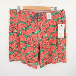 SAXX Betawave Swim Trunks Watermelon Print Red Green 2N1 Cooling Liner 34 NWT